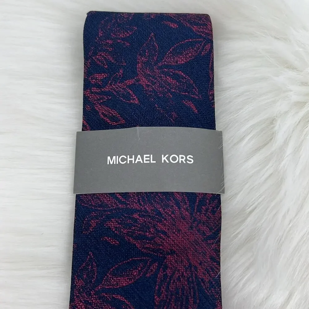 Michael Kors Silk Blend Floral Neck Tie - Purple/Pink Textured - New with tags